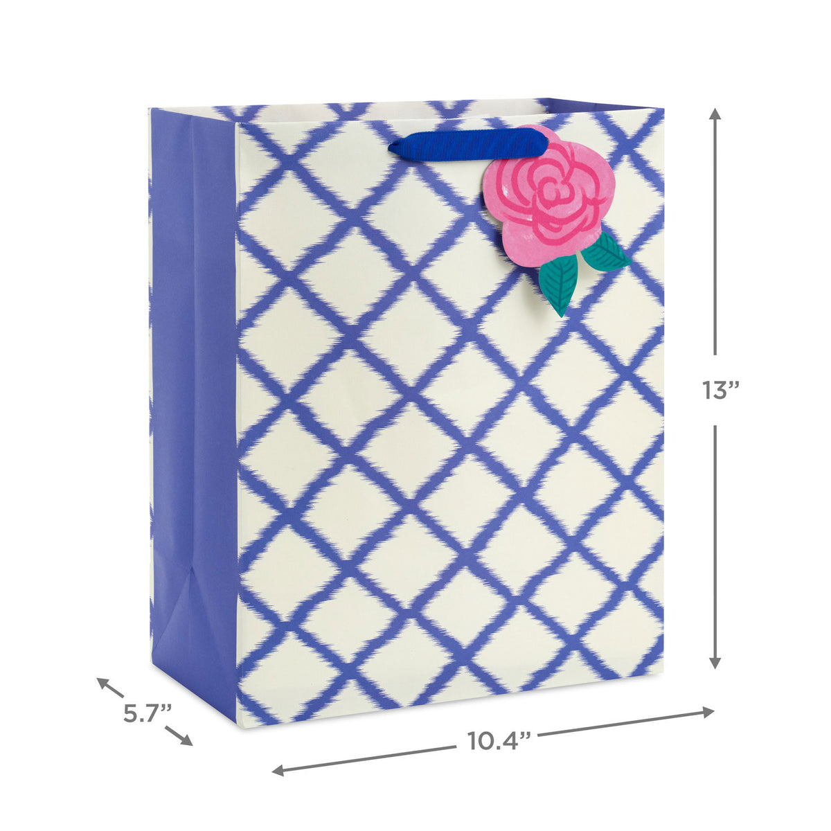 Hallmark 13'' Blue Trellis on White Large Gift Bag