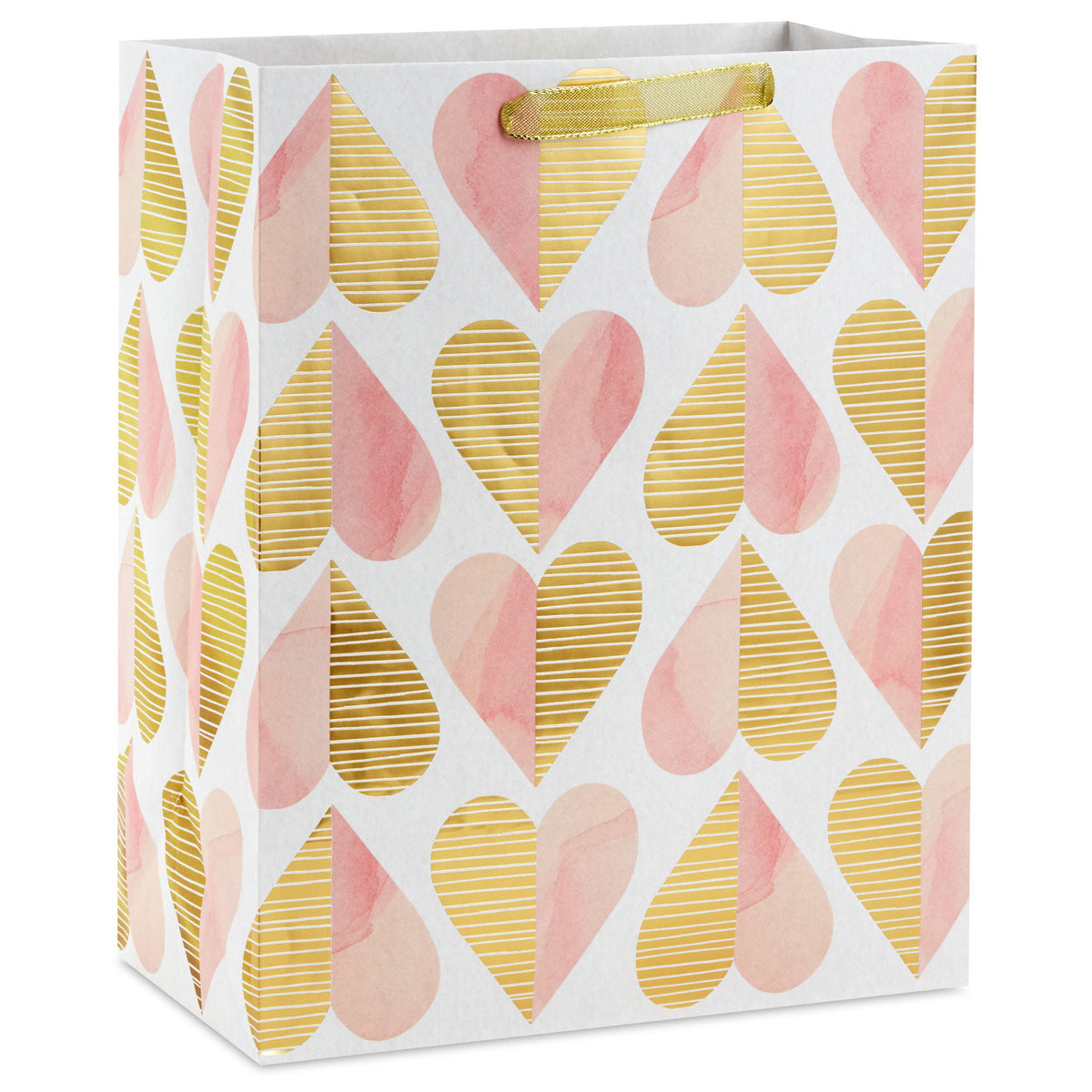 Hallmark 13'' Romantic Gold and Pink Hearts Large Gift Bag