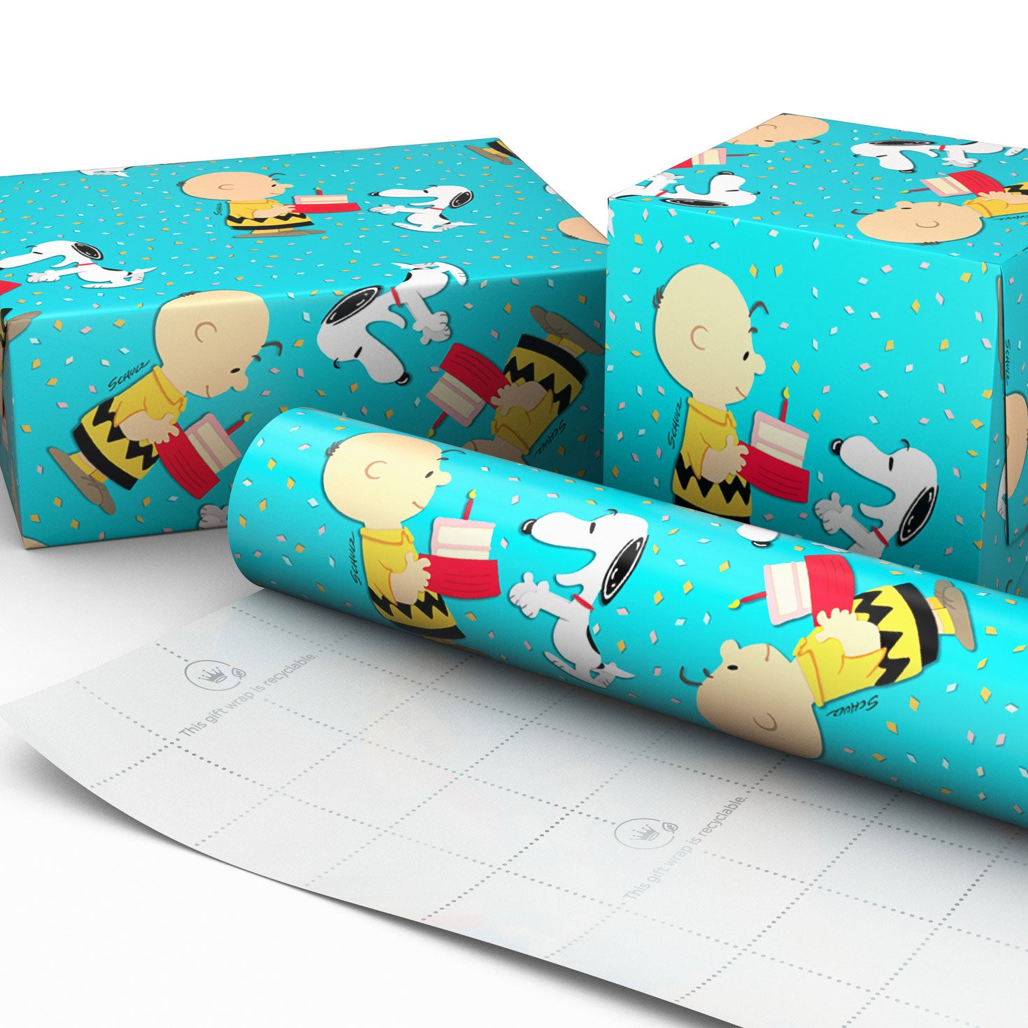 Hallmark Peanuts® Charlie Brown and Snoopy With Cake Wrapping Paper, 17.5 sq. ft.