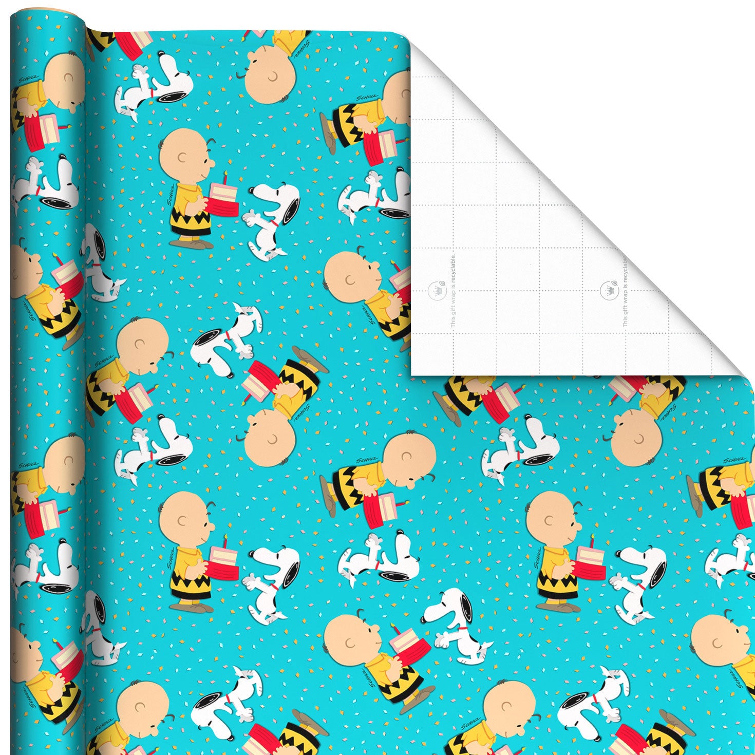 Hallmark Peanuts® Charlie Brown and Snoopy With Cake Wrapping Paper, 17.5 sq. ft.