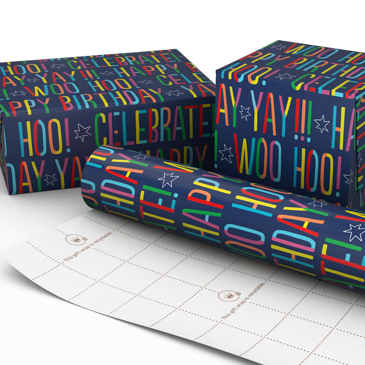 Hallmark Colorful Happy Birthday Wishes Wrapping Paper, 20 sq. ft.
