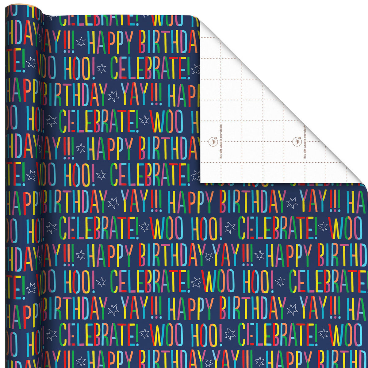 Hallmark Colorful Happy Birthday Wishes Wrapping Paper, 20 sq. ft.