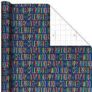 Hallmark Colorful Happy Birthday Wishes Wrapping Paper, 20 sq. ft.