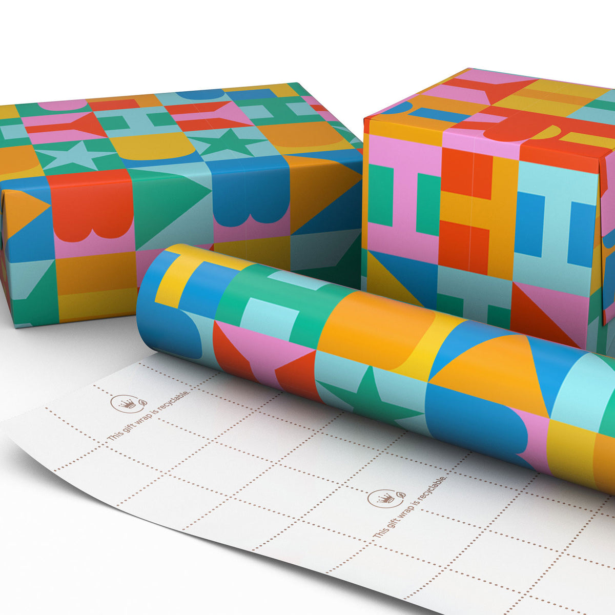 Hallmark Color Block Birthday Wrapping Paper, 20 sq. ft.