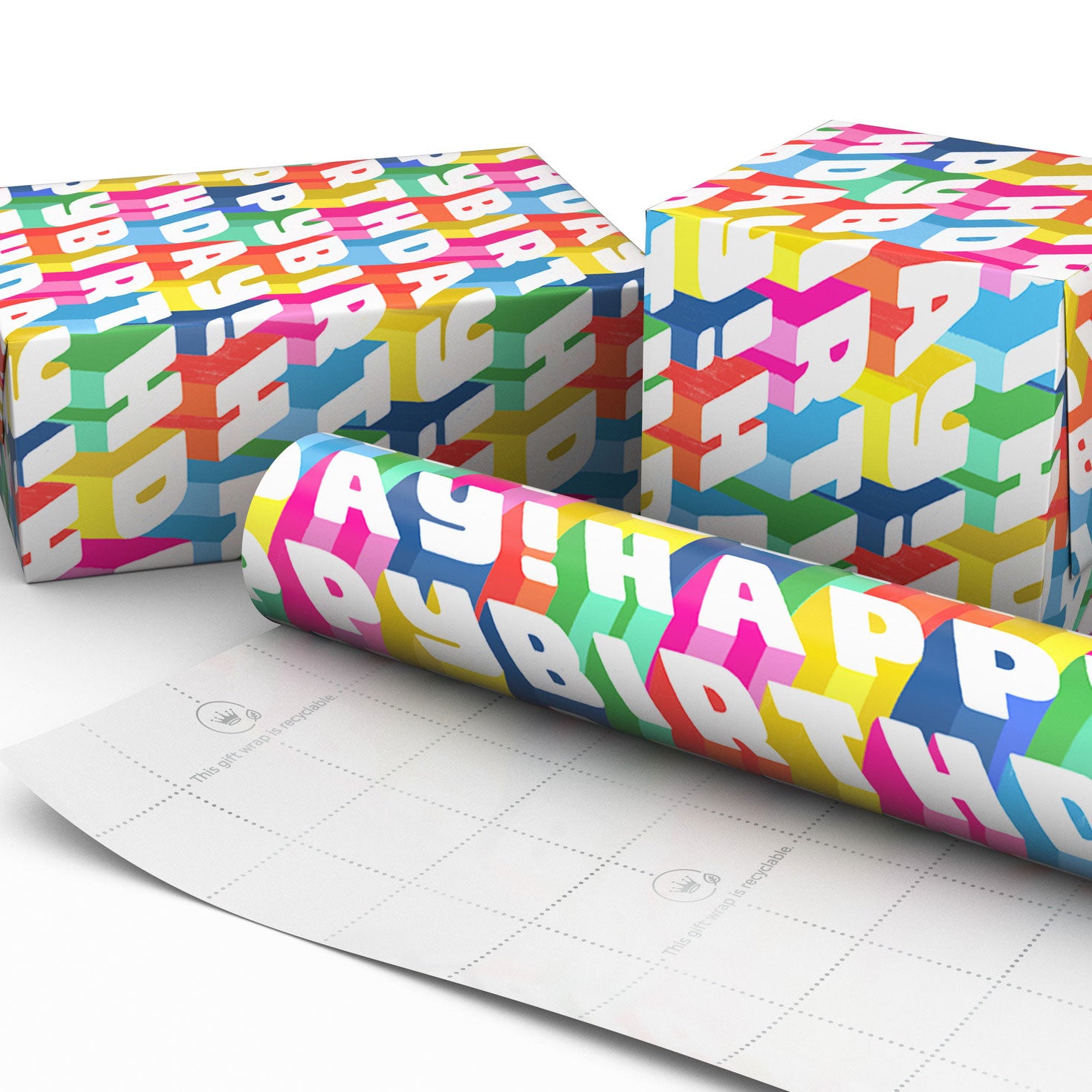 Hallmark Angled All-Caps Happy Birthday Wrapping Paper, 20 sq. ft.