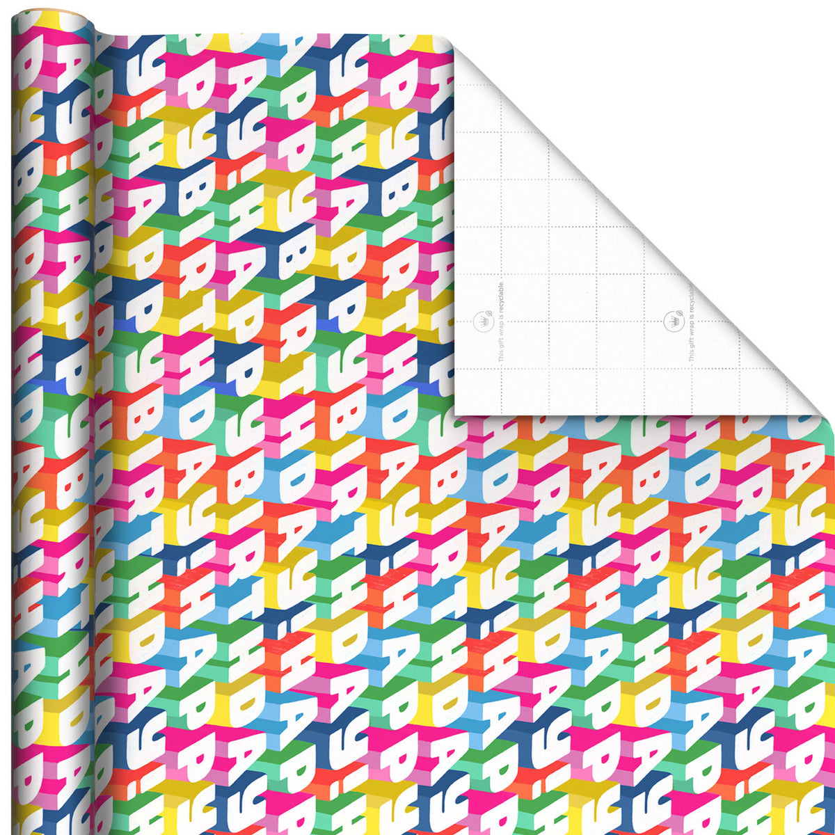 Hallmark Angled All-Caps Happy Birthday Wrapping Paper, 20 sq. ft.