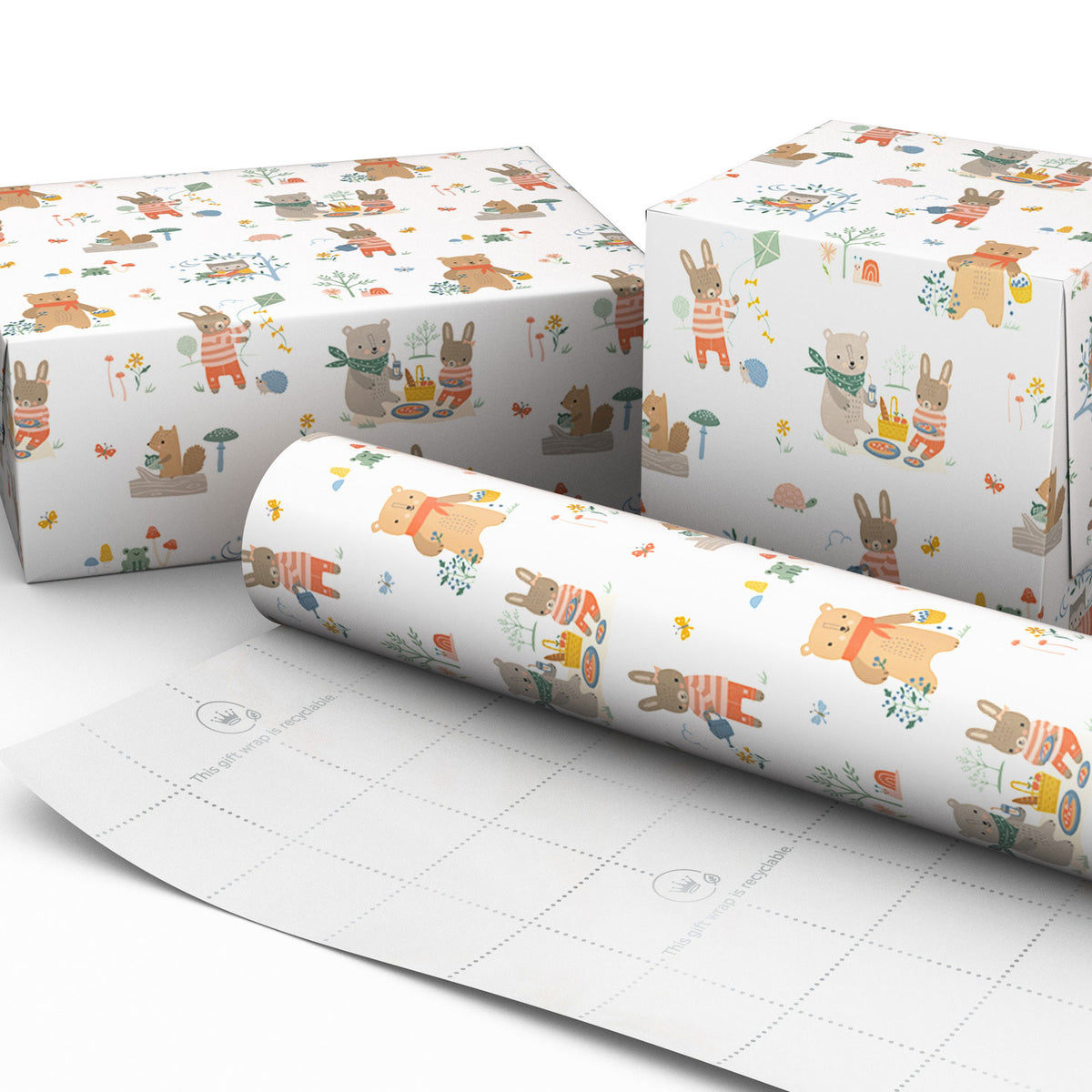 Hallmark Bear and Bunny Picnic Wrapping Paper, 20 sq. ft.