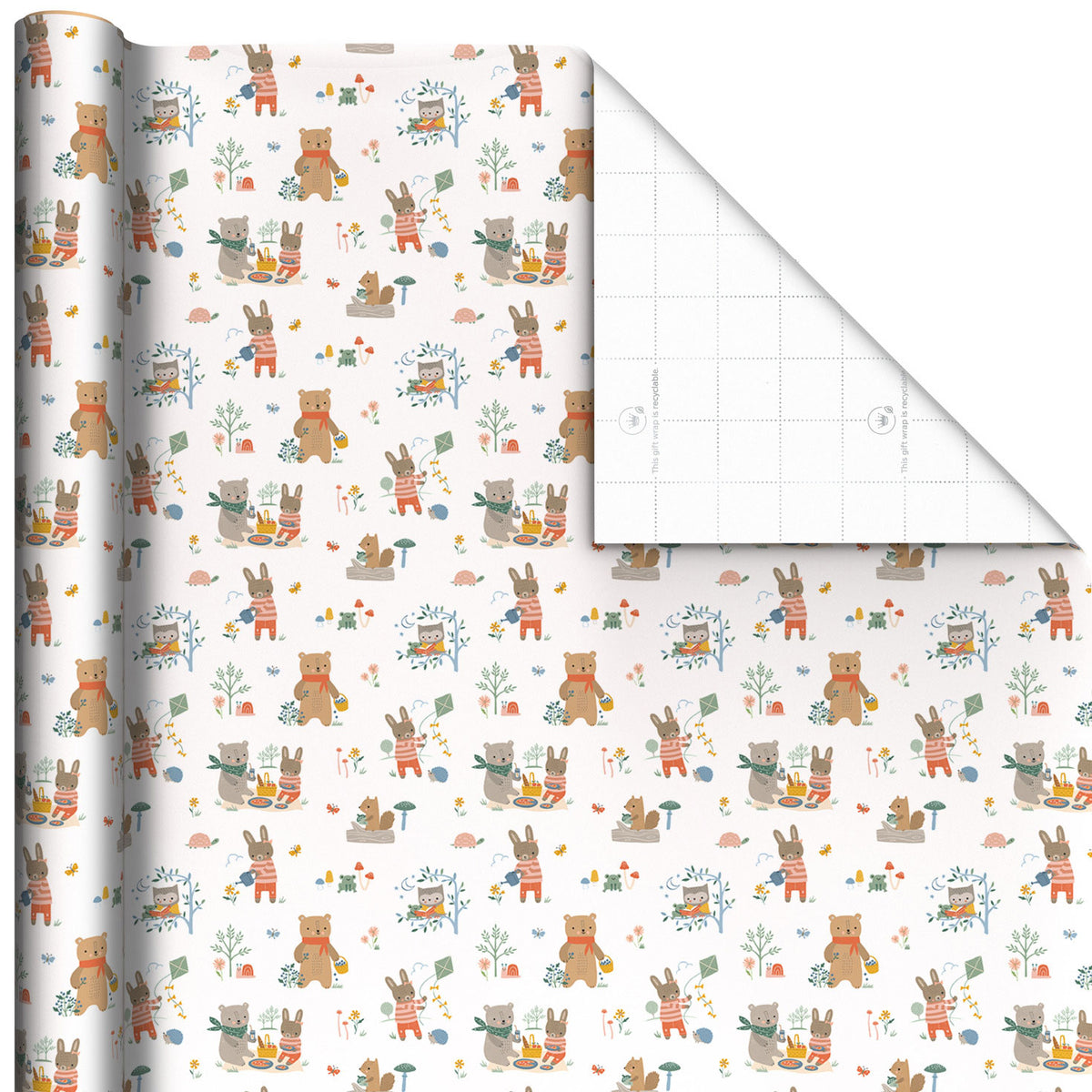 Hallmark Bear and Bunny Picnic Wrapping Paper, 20 sq. ft.