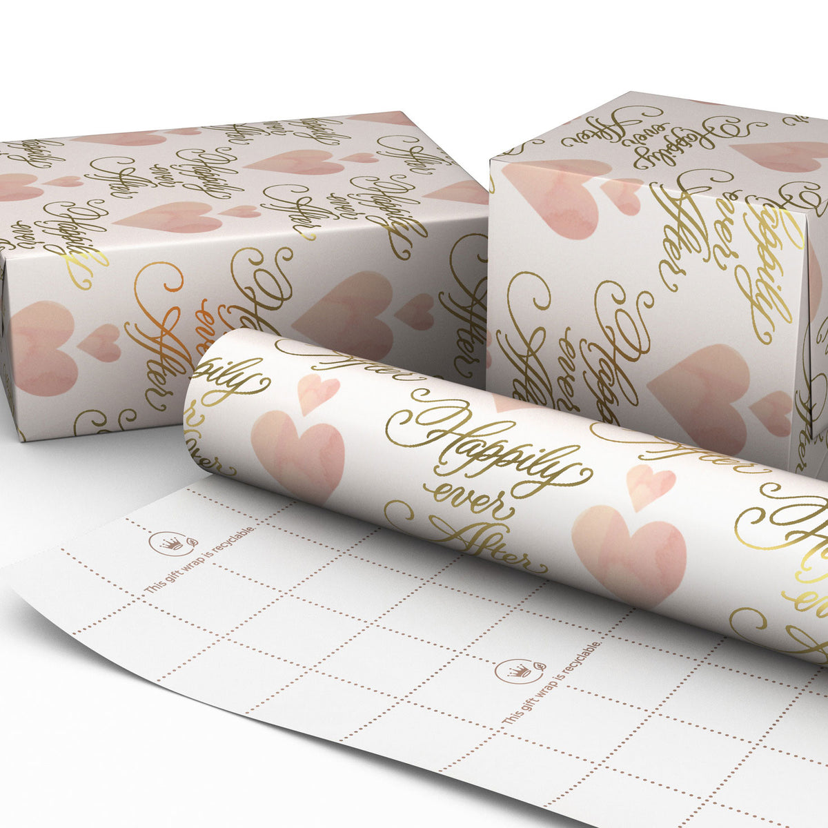 Hallmark Hearts and Happily Ever After on Blush Wrapping Paper Roll, 20 sq. ft.