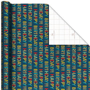Hallmark All-Caps Happy Birthday on Navy Wrapping Paper Roll, 20 sq. ft.