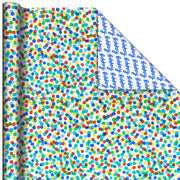 Hallmark Colorful Dots/Happy Lettering Reversible Wrapping Paper Roll, 20 sq. ft.
