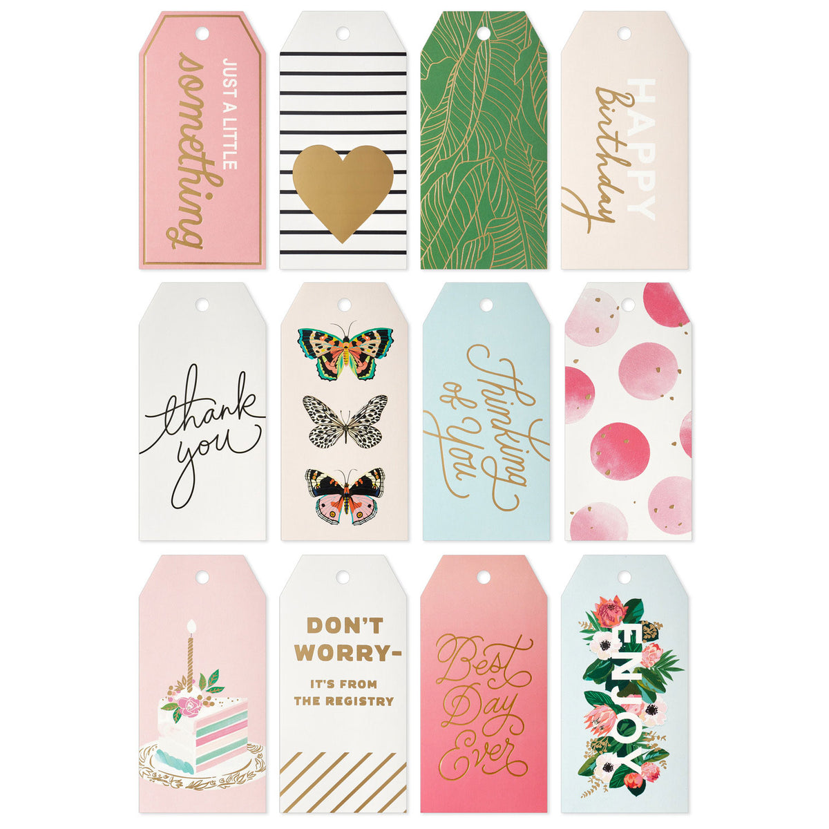 Hallmark Refined Patterns 12-Pack Assorted Large Gift Tags