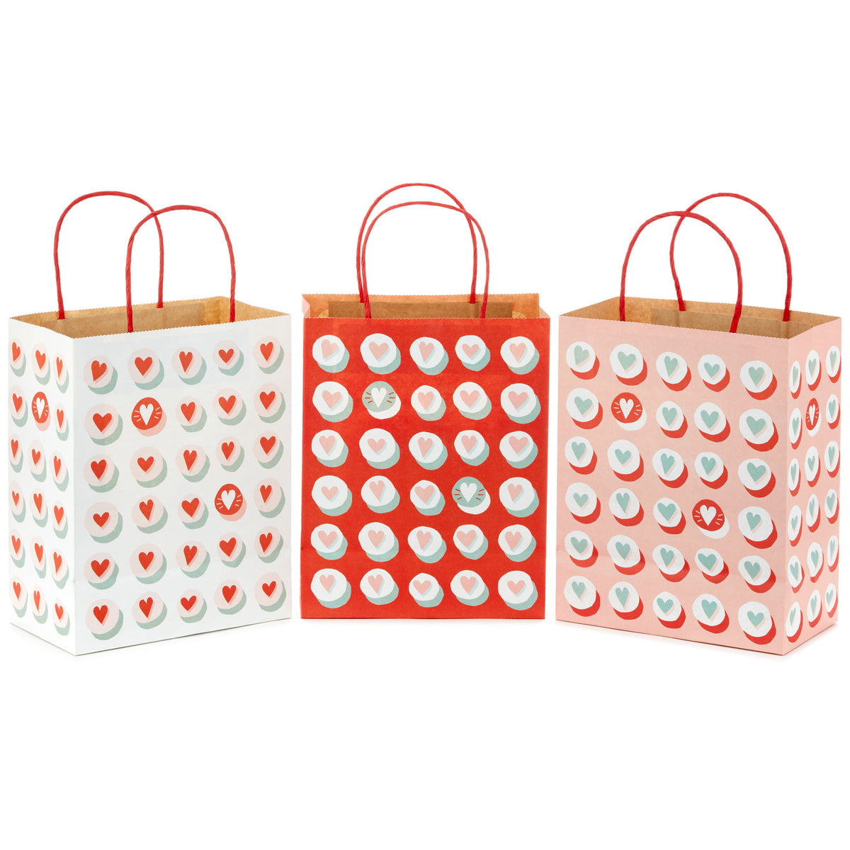 Hallmark 9.6" Heart Buttons Assorted Valentine's Day Gift Bags