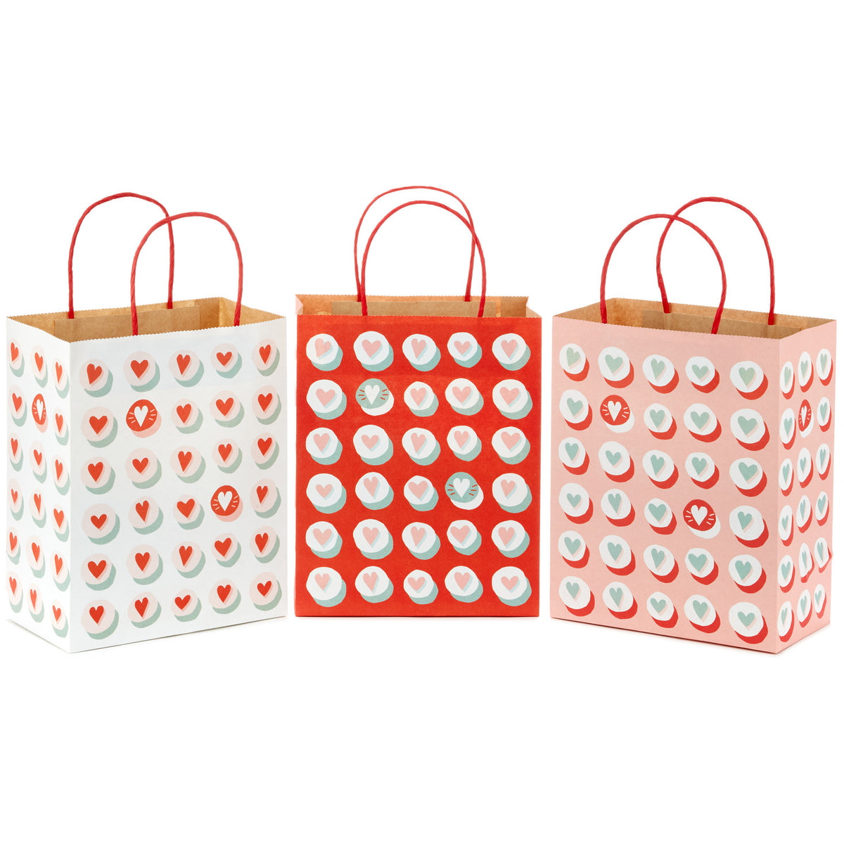 Hallmark 9.6" Heart Buttons Assorted Valentine's Day Gift Bags