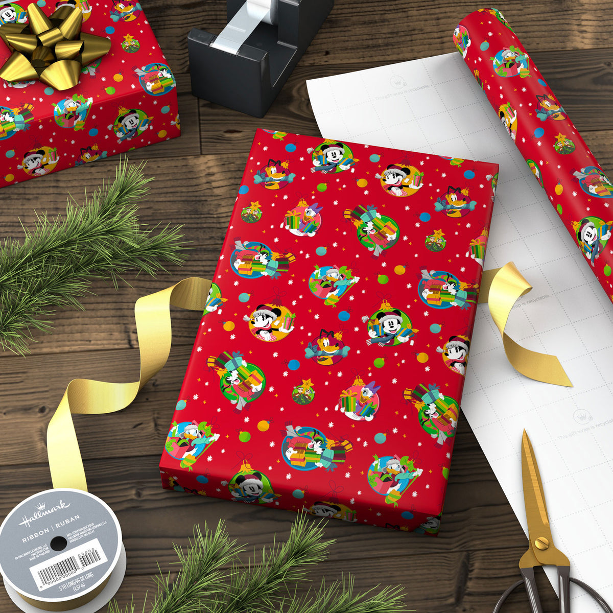 Hallmark Disney Mickey Mouse and Friends Christmas Wrapping Paper, 25 sq. ft.