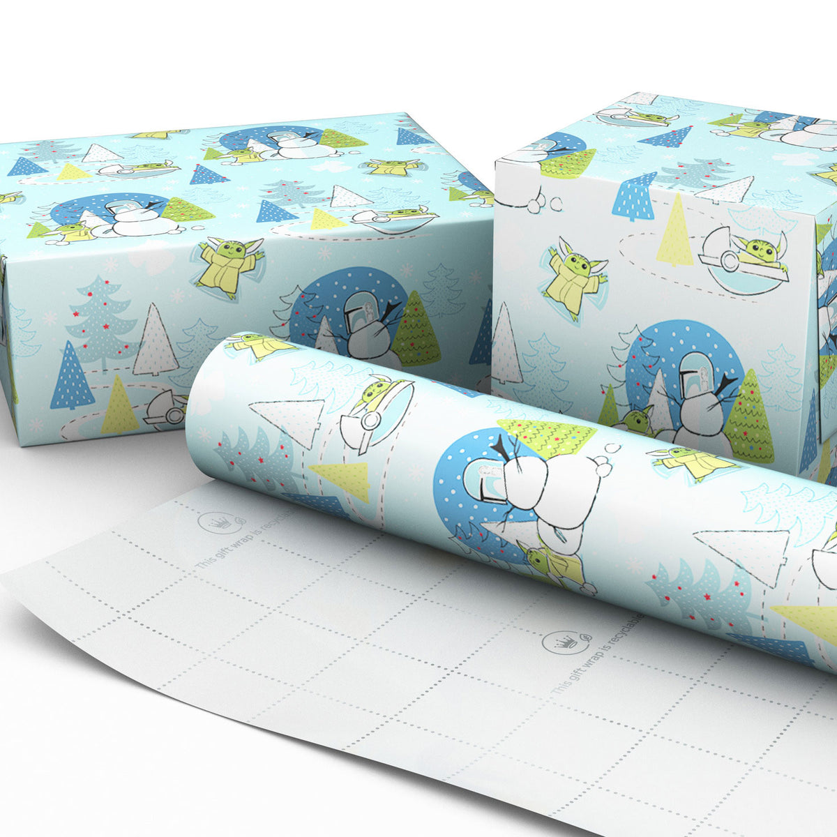 Hallmark Star Wars: The Mandalorian™ Grogu™ Snow Fun Christmas Wrapping Paper, 25 sq. ft.