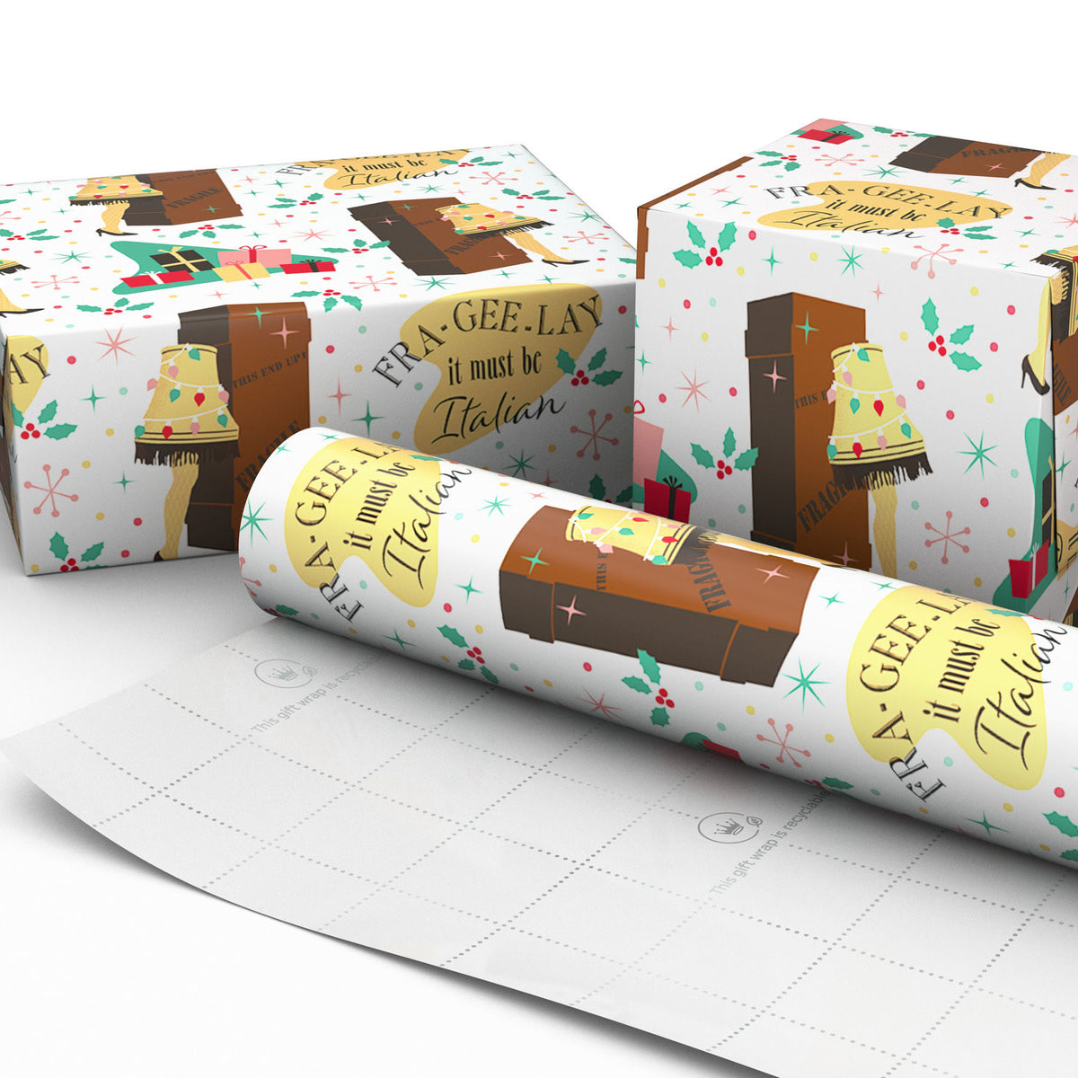 Hallmark A Christmas Story™ Fra-Gee-Lay Leg Lamp Holiday Wrapping Paper, 25 sq. ft.