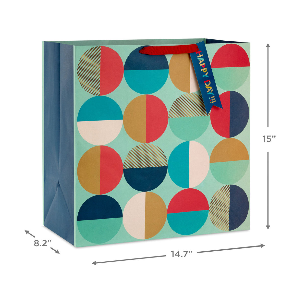 Hallmark 15'' Modern Semi-Circles Extra-Deep Gift Bag