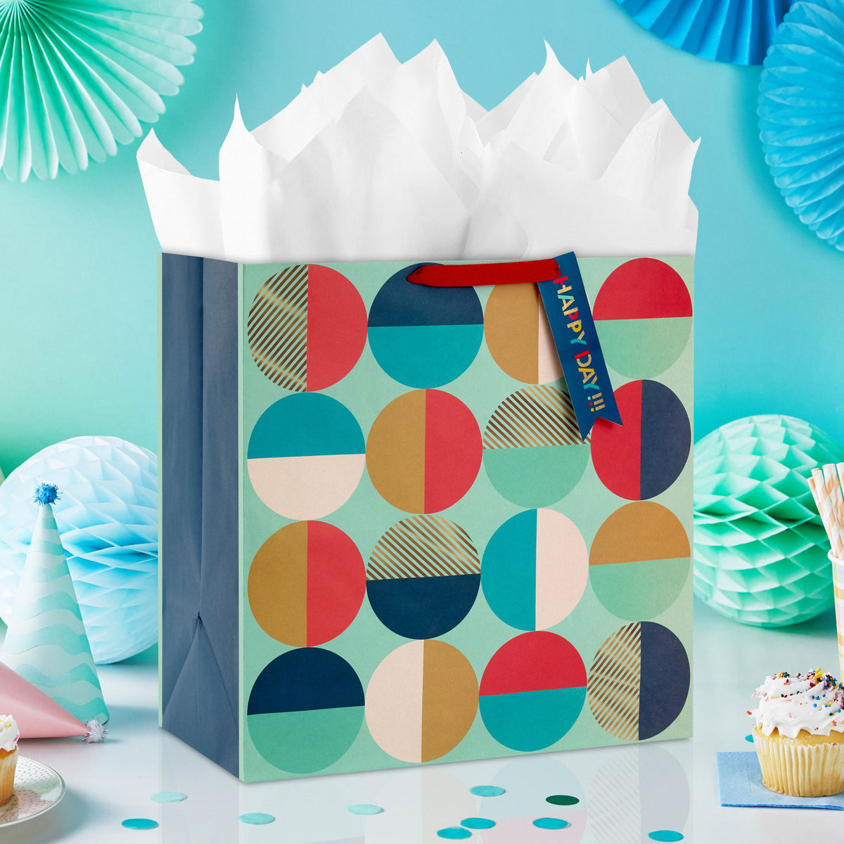 Hallmark 15'' Modern Semi-Circles Extra-Deep Gift Bag