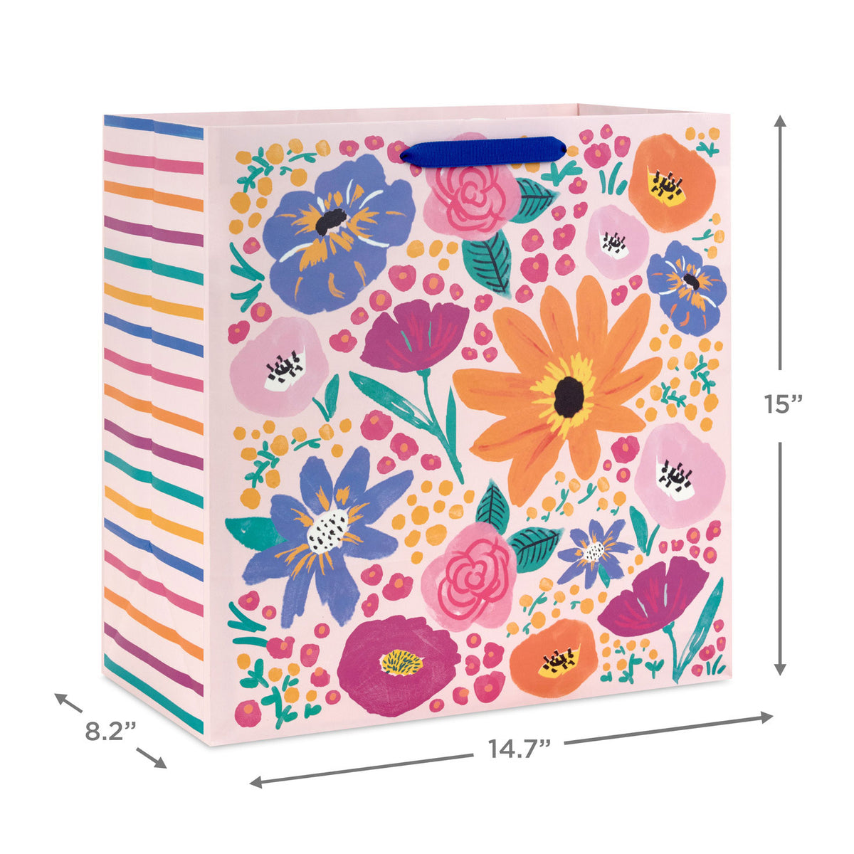 Hallmark 15'' Pink Garden Floral Extra-Deep Gift Bag