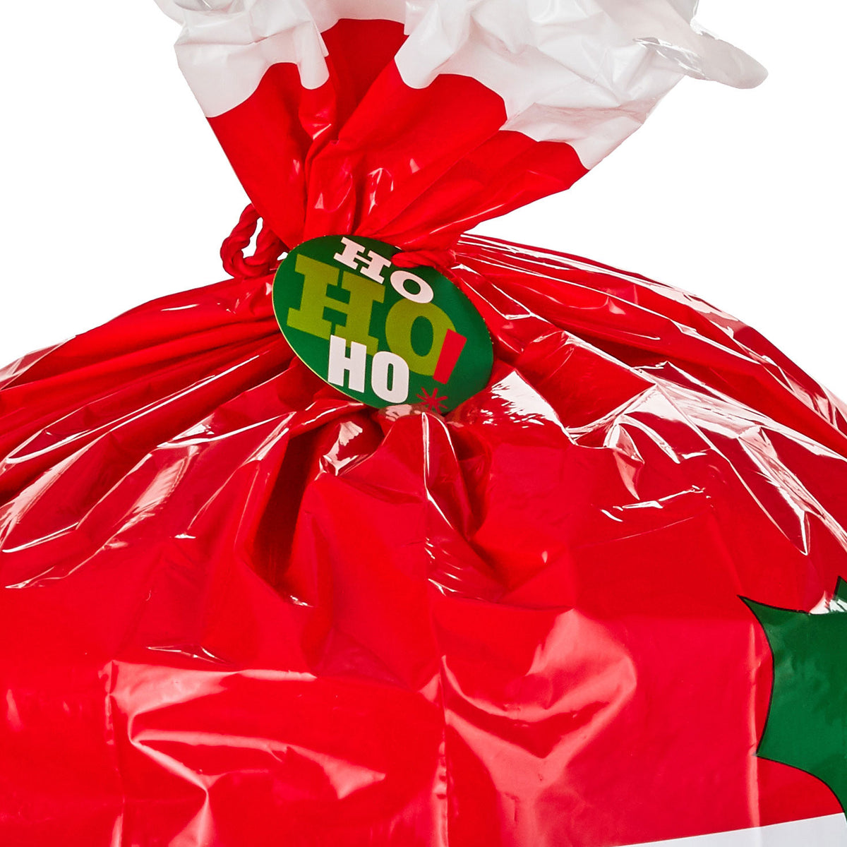 Hallmark 56" Smiling Santa Giant Plastic Christmas Gift Bag With Tag and Tie