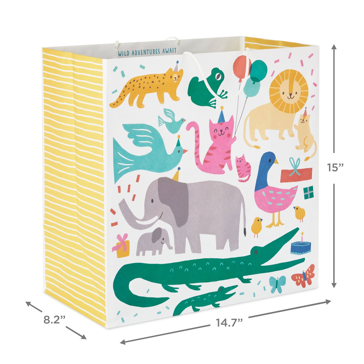 Hallmark 15'' Zoo Animals Extra-Deep Gift Bag