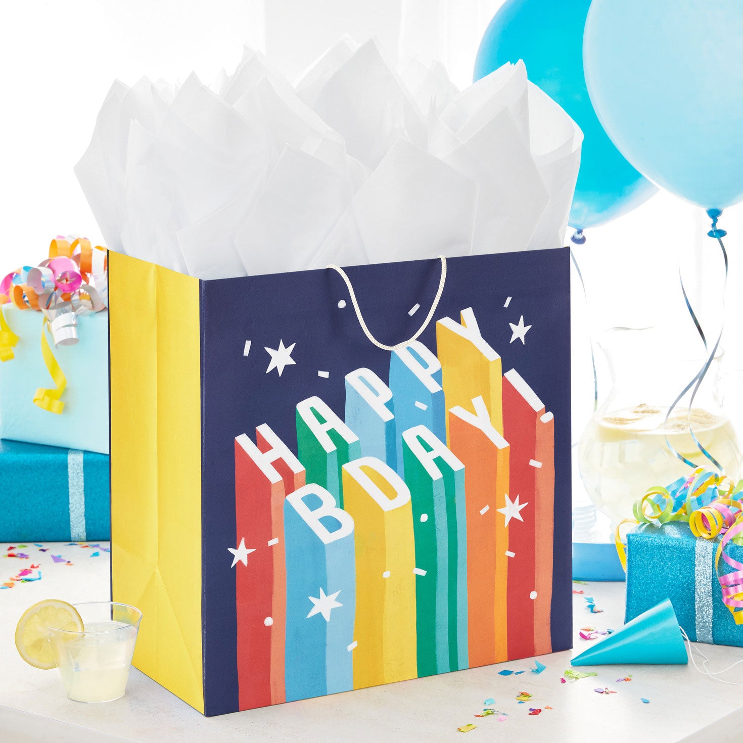 Hallmark 15'' Uplifted Lettering Extra-Deep Birthday Gift Bag