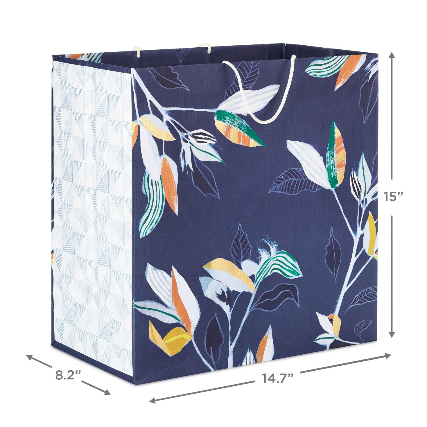Hallmark 15'' Tropical Stems on Navy Extra-Deep Gift Bag