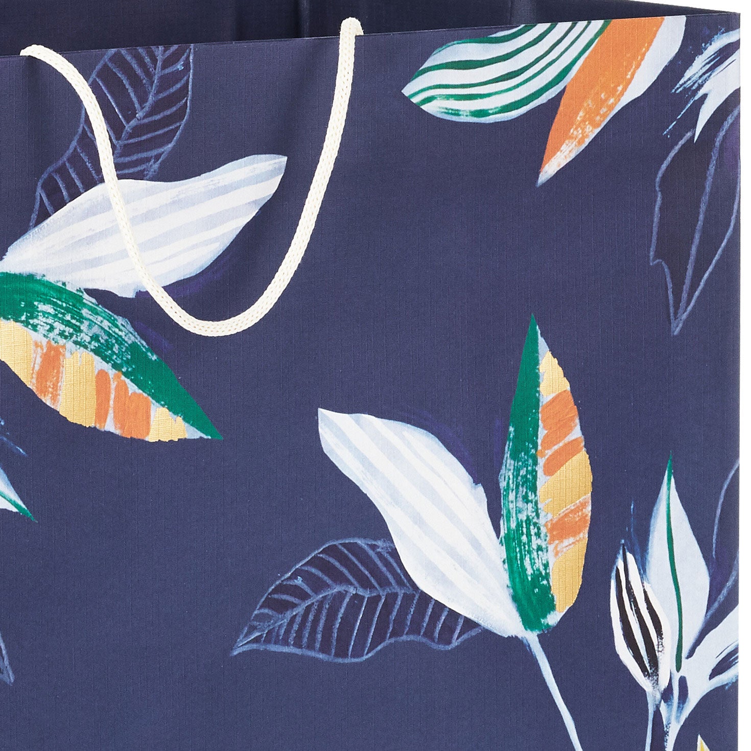 Hallmark 15'' Tropical Stems on Navy Extra-Deep Gift Bag