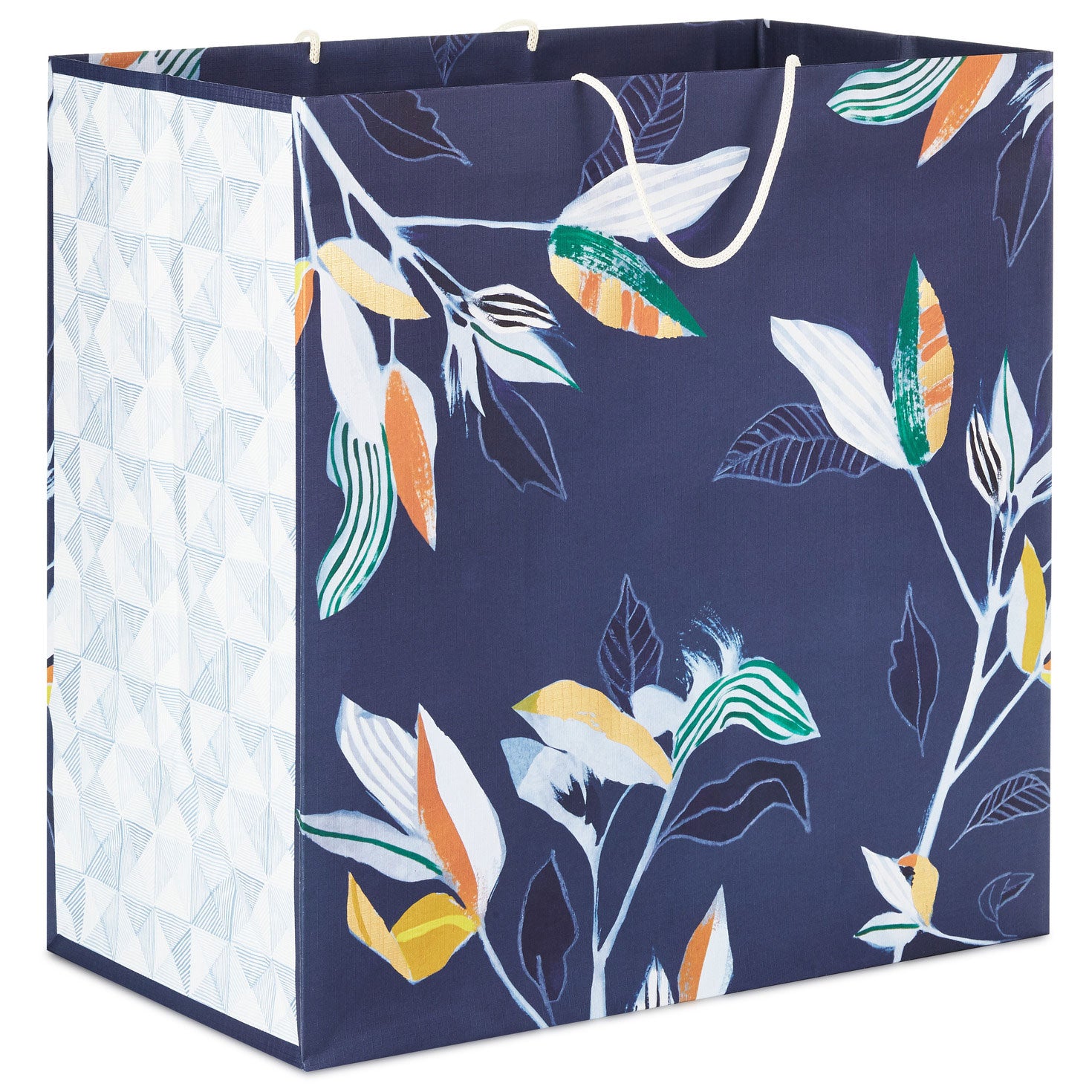 Hallmark 15'' Tropical Stems on Navy Extra-Deep Gift Bag