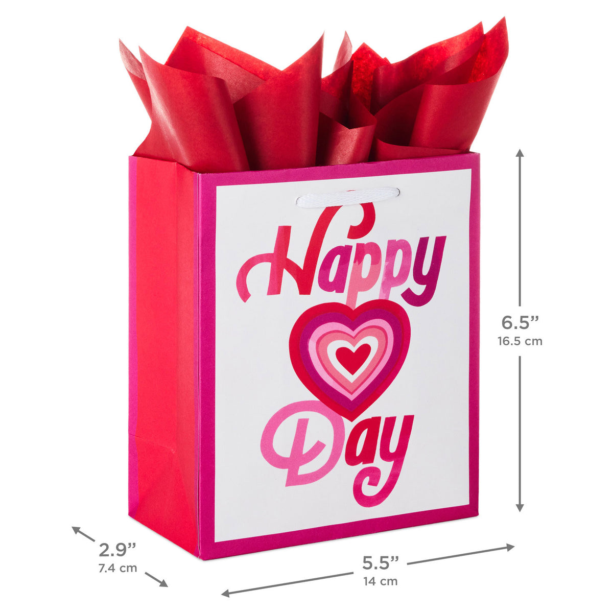 Hallmark 6.5'' Happy Heart Day Small Valentine's Day Gift Bag With Tissue Paper