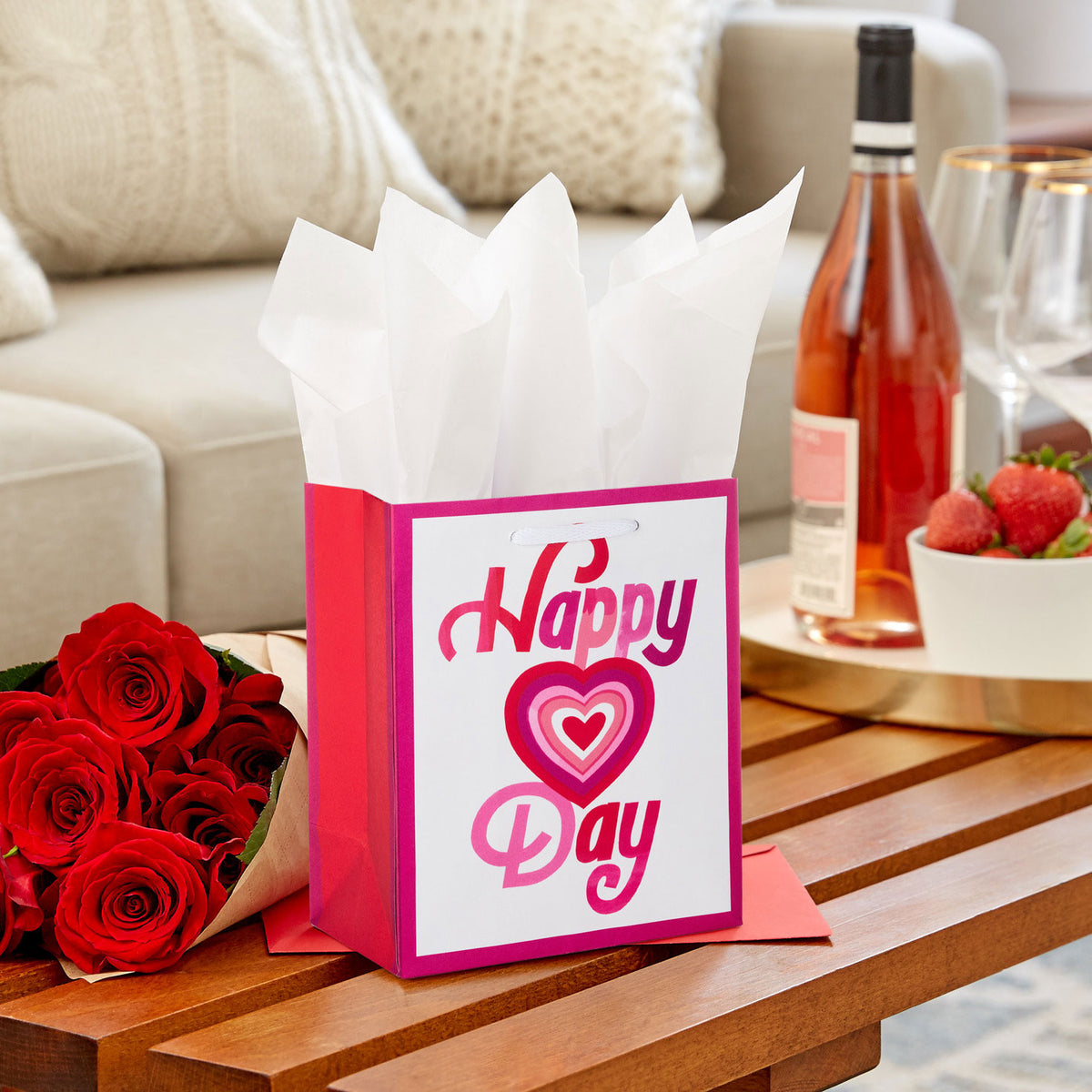 Hallmark 6.5'' Happy Heart Day Small Valentine's Day Gift Bag With Tissue Paper