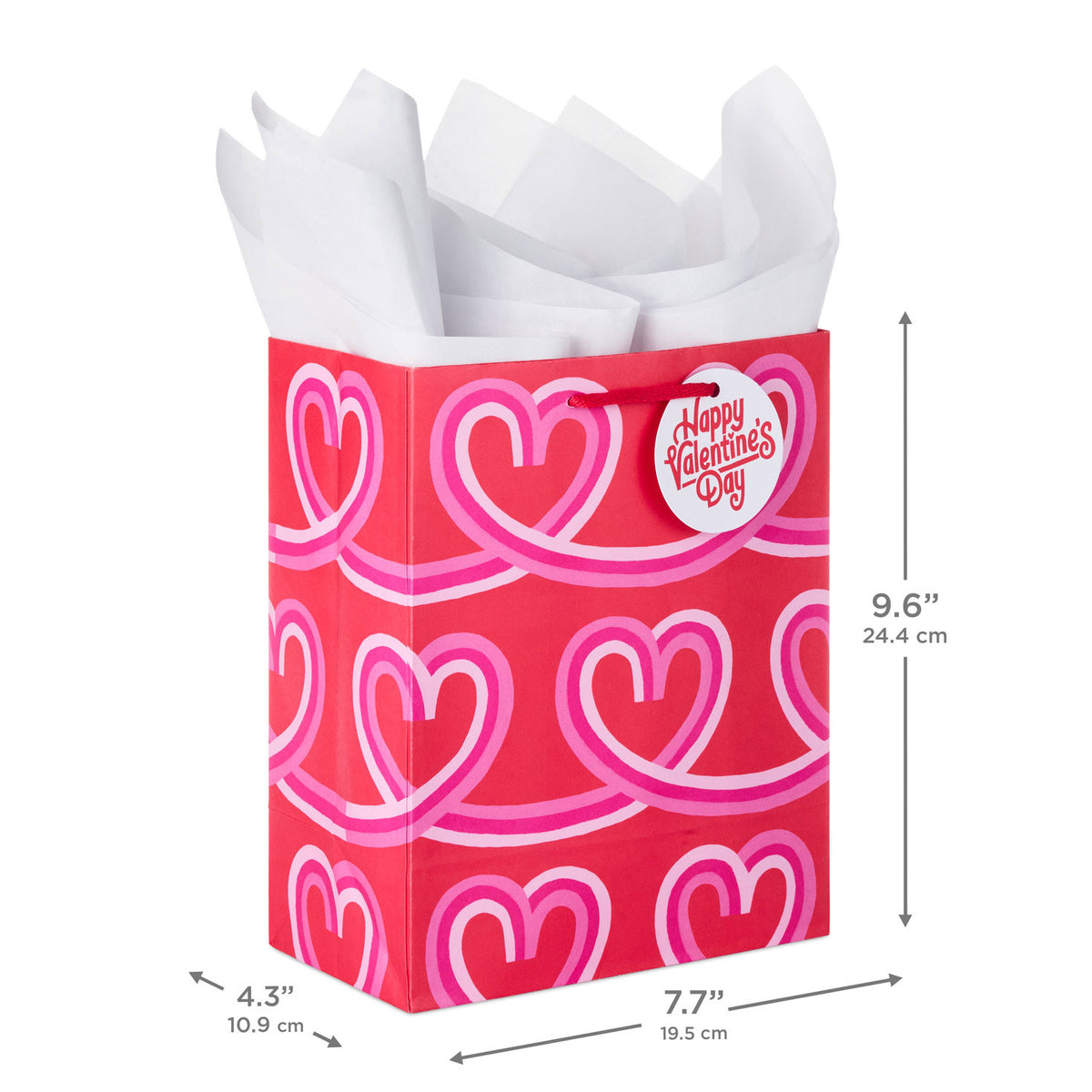 Hallmark 9.6'' Looped Hearts Medium Valentine's Day Gift Bag With Tissue Paper