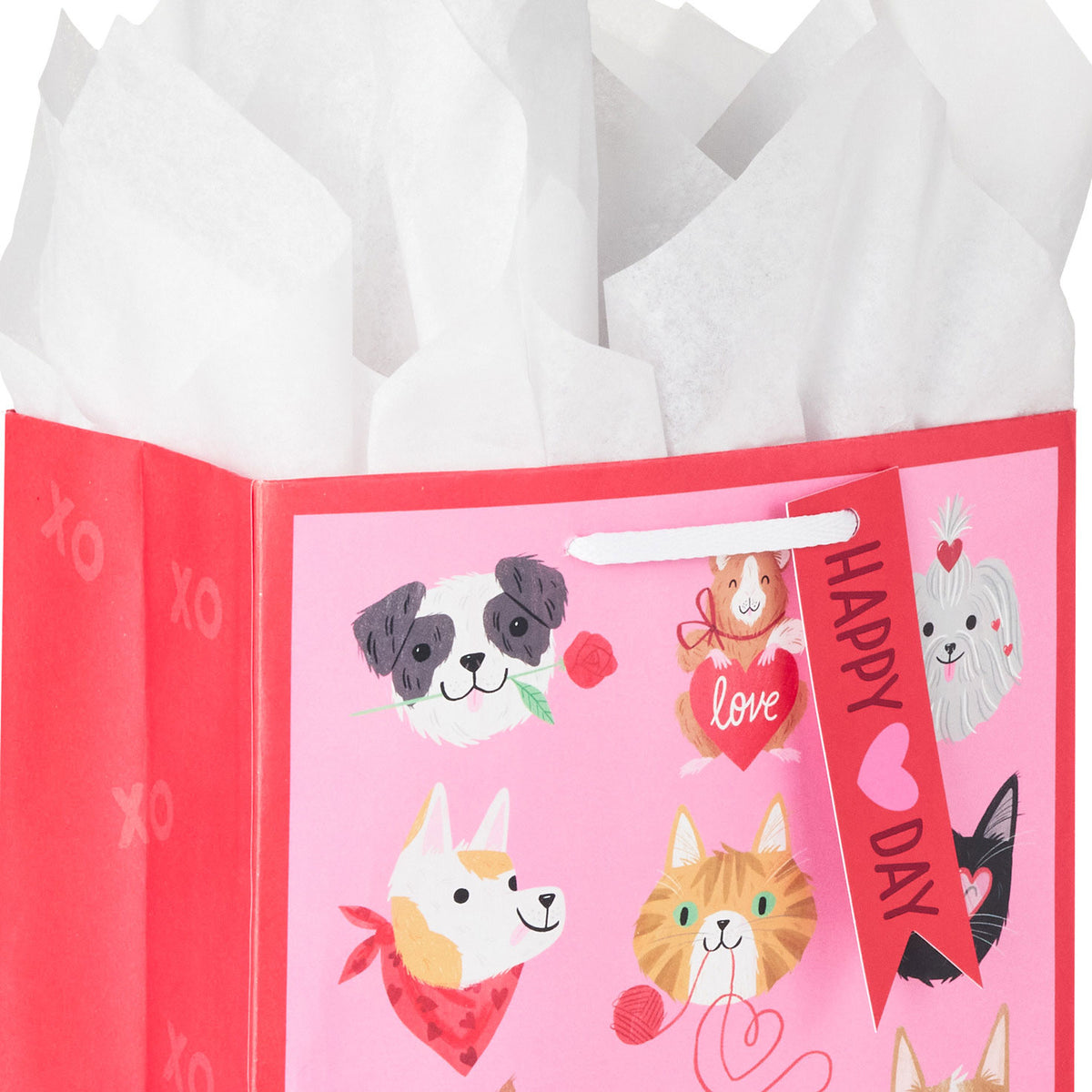 Hallmark 9.6'' Happy Heart Day Pets Medium Valentine's Day Gift Bag With Tissue Paper