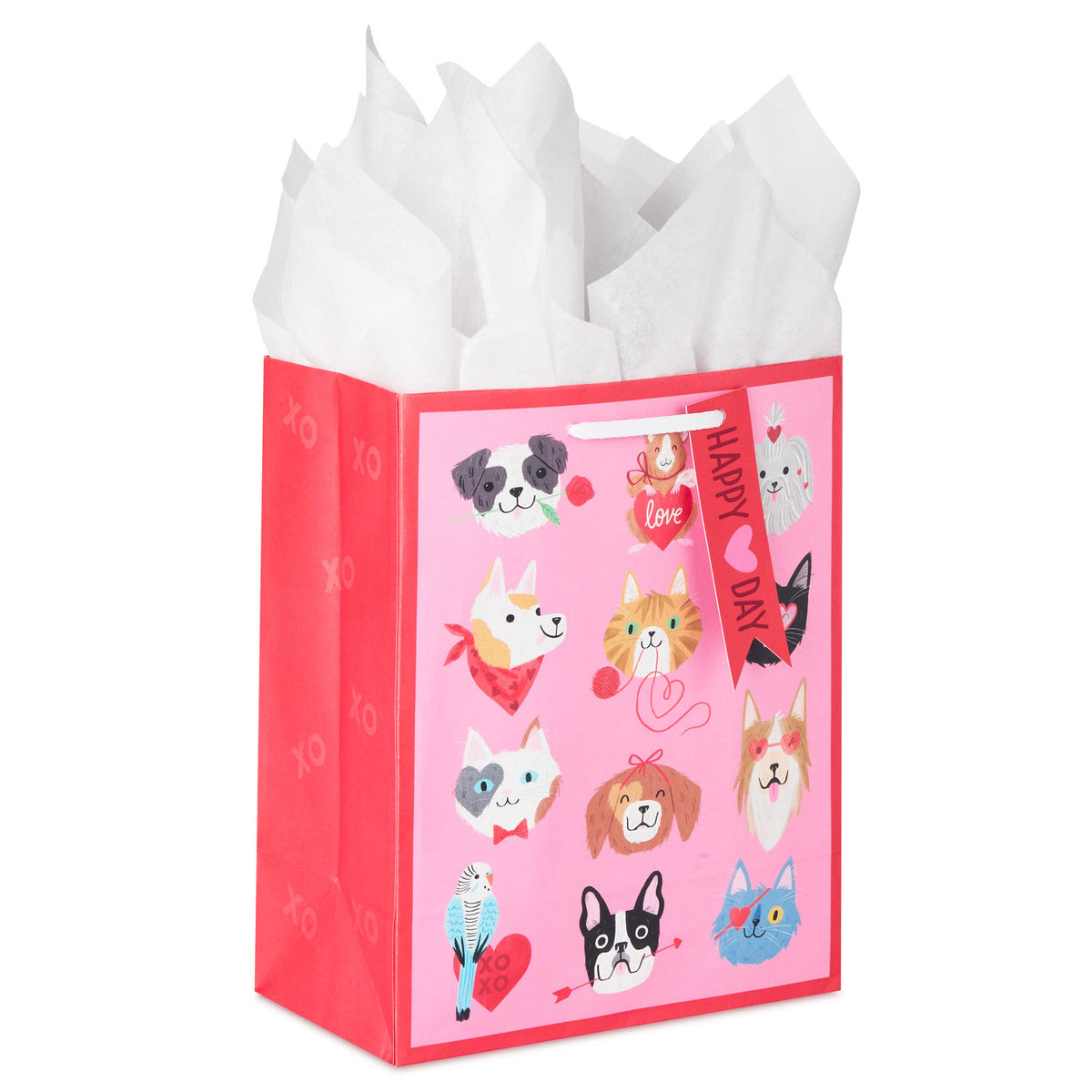 Hallmark 9.6'' Happy Heart Day Pets Medium Valentine's Day Gift Bag With Tissue Paper