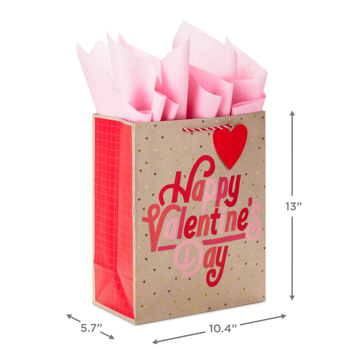 Hallmark 13'' Happy Valentine's Day on Kraft Large Gift Bag With Tissue Paper