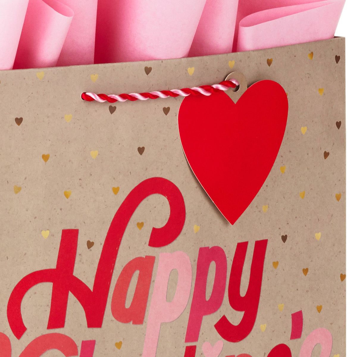 Hallmark 13'' Happy Valentine's Day on Kraft Large Gift Bag With Tissue Paper
