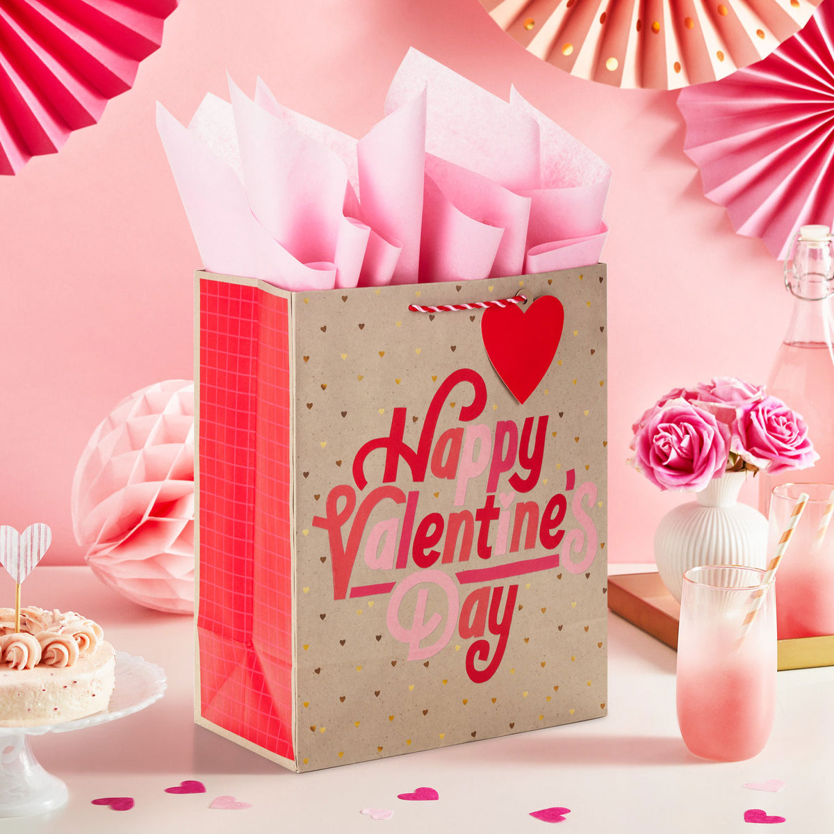 Hallmark 13'' Happy Valentine's Day on Kraft Large Gift Bag With Tissue Paper