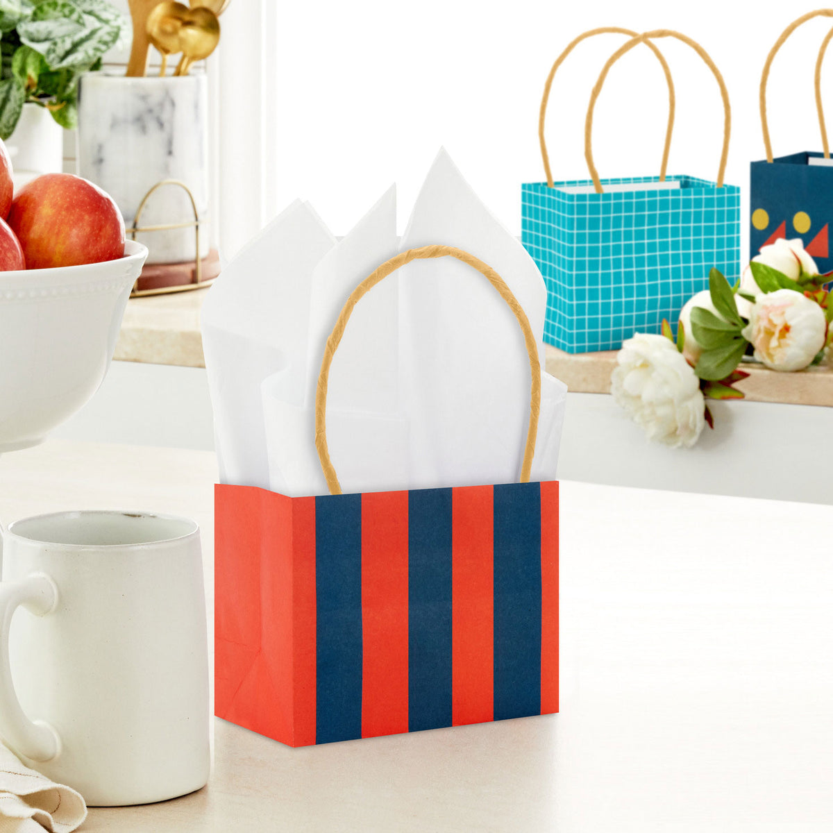 Hallmark 4'' Colorful Geometrics Mini Horizontal Gift Bag Bundle