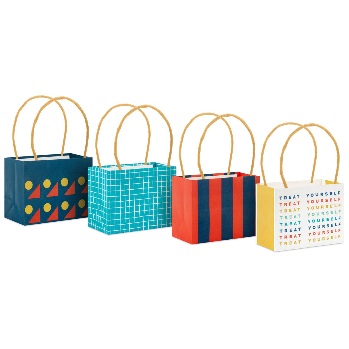 Hallmark 4'' Colorful Geometrics Mini Horizontal Gift Bag Bundle
