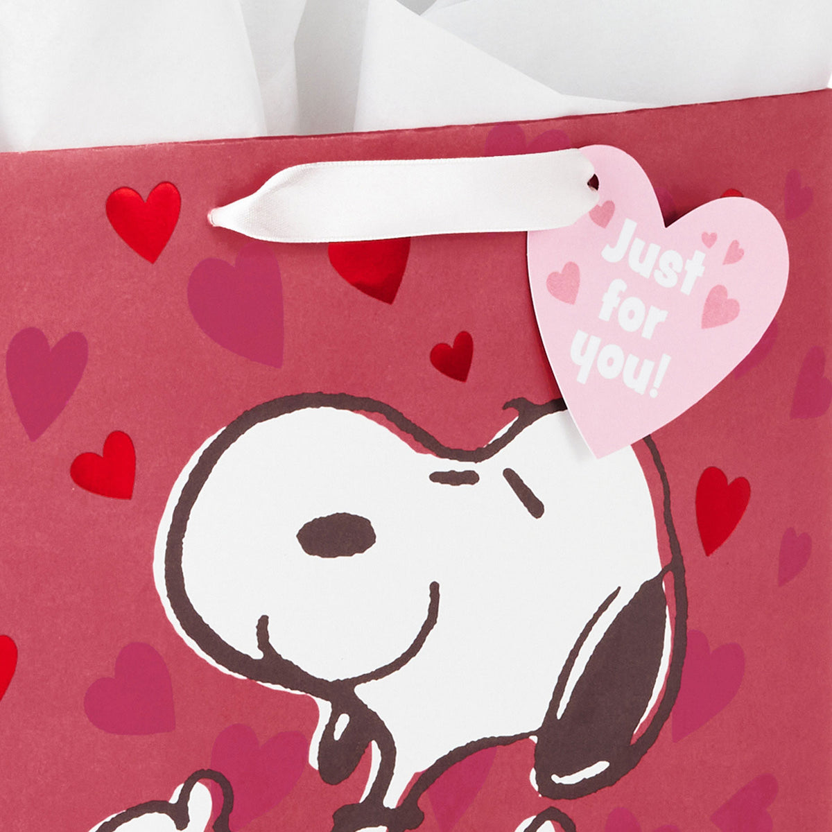 Hallmark 13'' Peanuts® Snoopy With Hearts Large Valentine's Day Gift Bag With Tissue Paper
