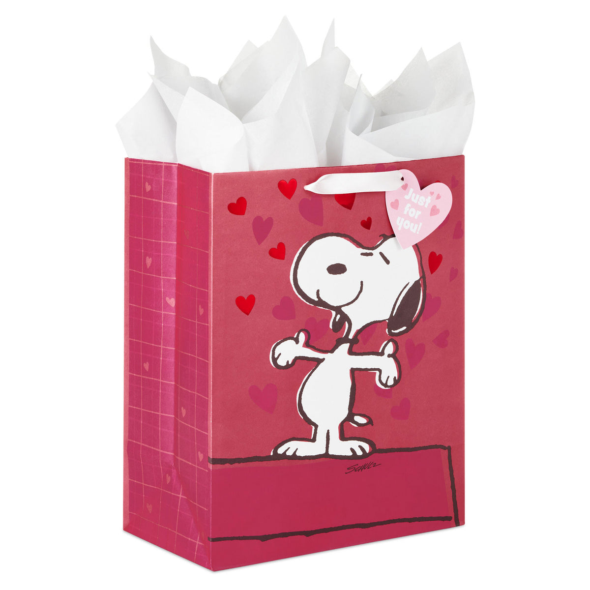 Hallmark 13'' Peanuts® Snoopy With Hearts Large Valentine's Day Gift Bag With Tissue Paper