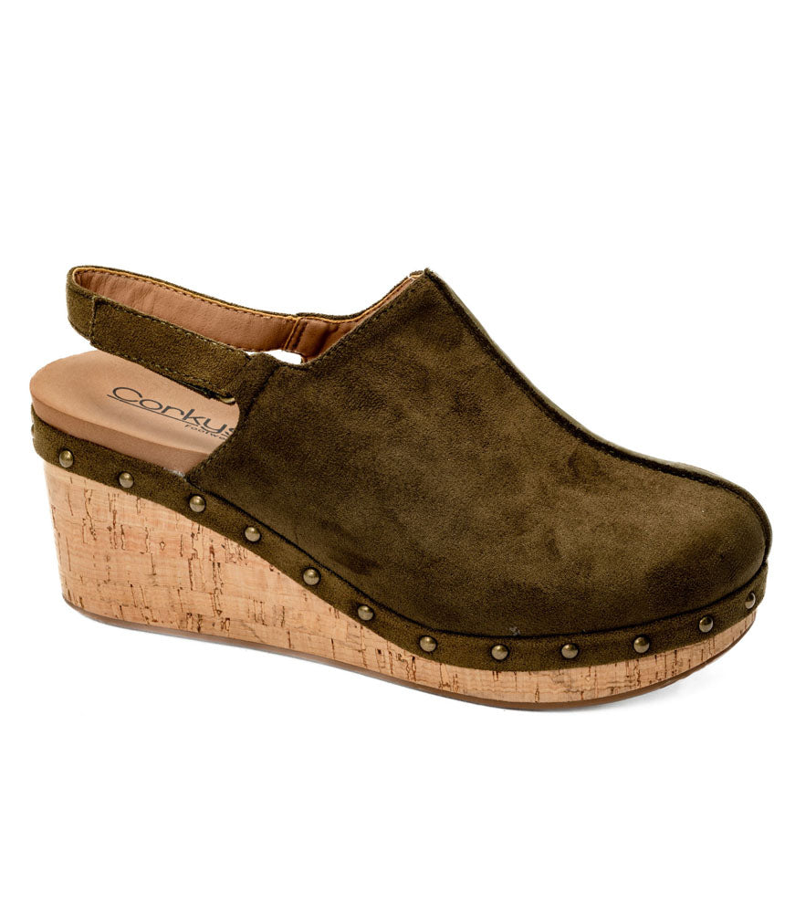 Make Em Blush in Khaki Faux Suede by Corkys