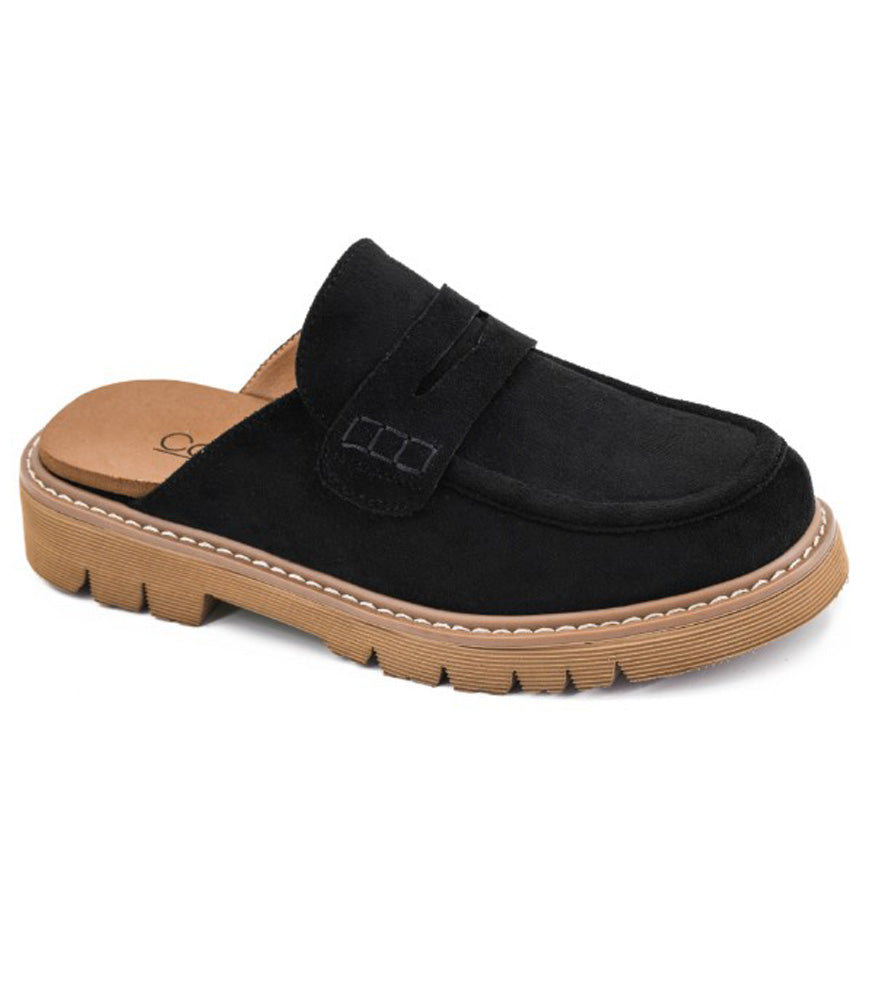Get Lucky in Black Faux Suede by Corkys