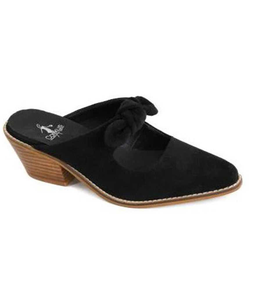 Oh Bow She Didn't in Black Faux Suede by Corkys