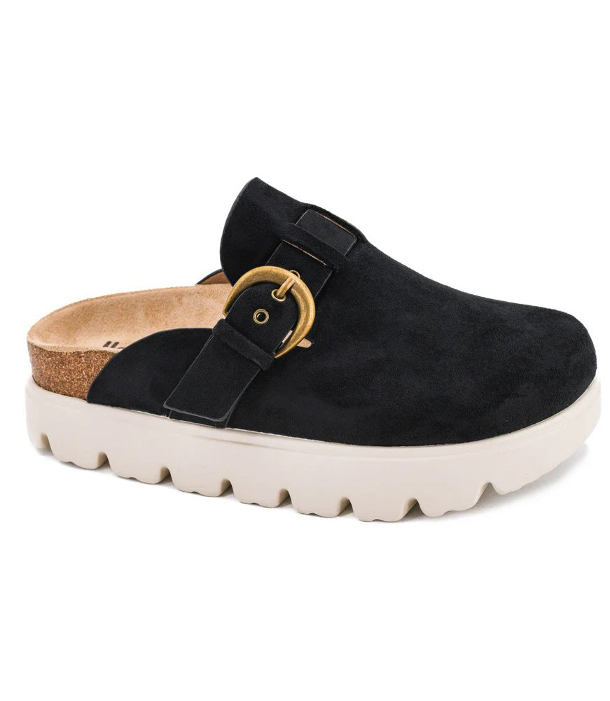 Tardy in Black Faux Suede by Corkys