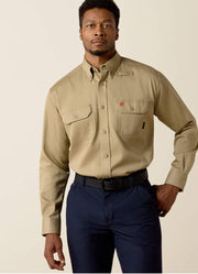 FR Solid LS Work Shirt in Khaki by Ariat