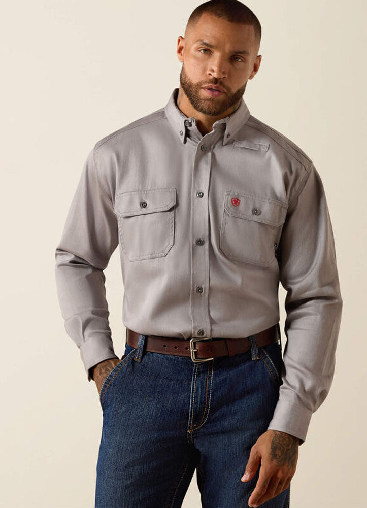 FR Solid LS Work Shirt in Silver Fox by Ariat