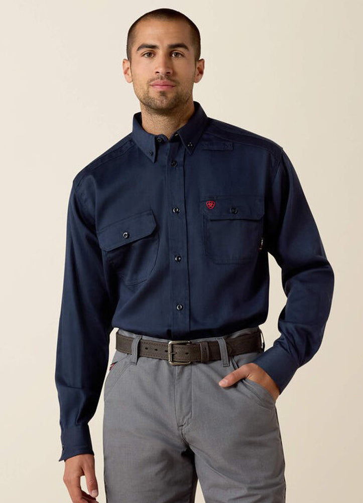 FR Solid LS Work Shirt in Navy by Ariat