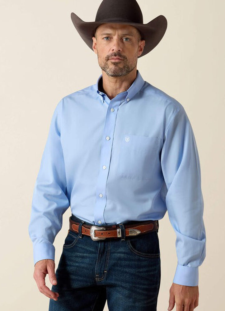 Wrinkle Free Solid LS in Light Blue by Ariat